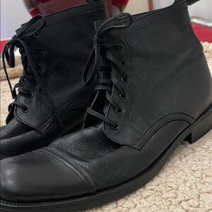 Bacco Bucci Black Italian Leather Men's Derby Lace Up Boots. Classic. See notes.